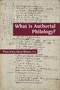 What is Authorial Philology?