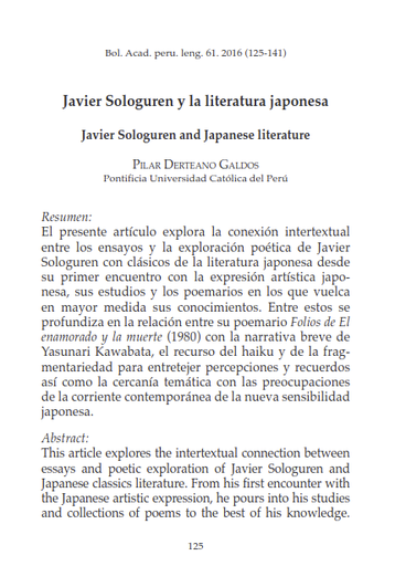 Javier Sologuren y la literatura japonesa