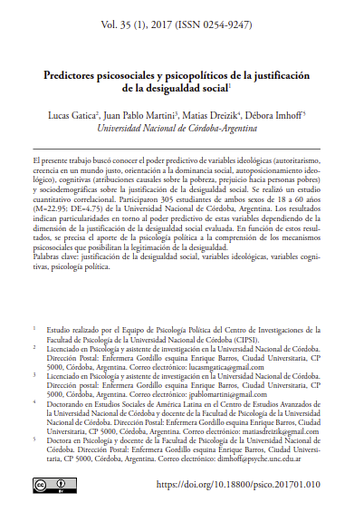 Predictores psicosociales y psicopolíticos de la justificación de la desigualdad social