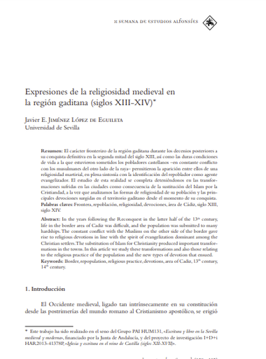 Expresiones de la religiosidad medieval en la región gaditana (siglos XIII-XIV)