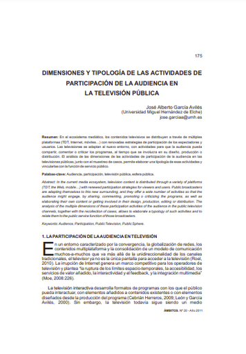 Dimensiones y tipología de las actividades de participación de la audiencia en la televisión pública