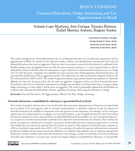 Financial Derivatives, Hedge Accounting and Tax Aggressiveness in Brazi