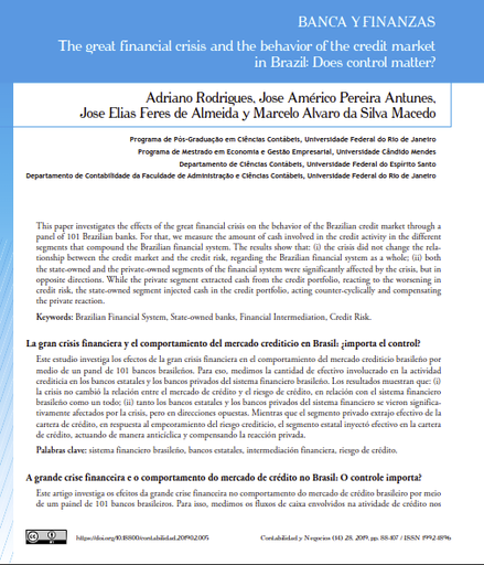 The great financial crisis and the behavior of the credit market in Brazil: Does control matter?