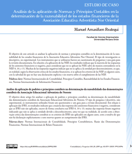 Análisis de la aplicación de Normas y Principios Contables en la determinación de la razonabilidad de los estados financieros