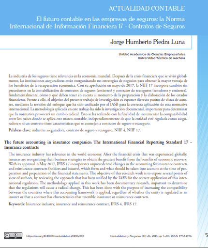 El futuro contable en las empresas de seguros: la Norma Internacional de Información Financiera 17 - Contratos de Seguros