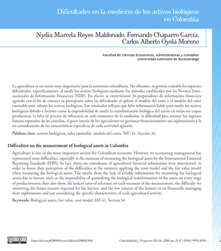 Dificultades en la medición de los activos biológicos en Colombia