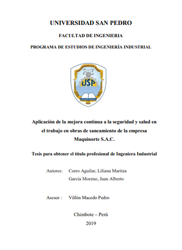 Aplicación de la mejora continua a la seguridad y salud en el trabajo en obras de saneamiento de la empresa Maquinorte S.A.C.