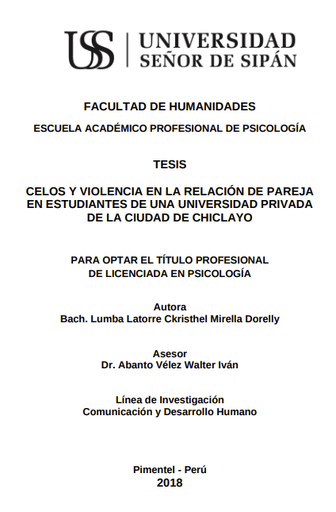 Celos y violencia en la relación de pareja en estudiantes de una universidad privada de la ciudad de Chiclayo