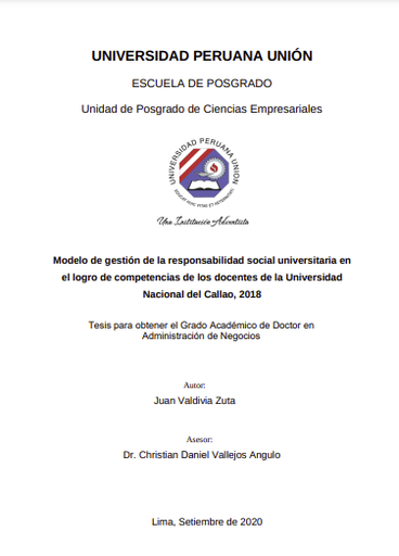 Modelo de gestión de la responsabilidad social universitaria en el logro de competencias de los docentes de la UNAC, 2018