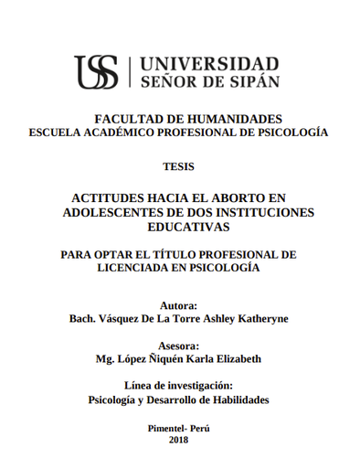 Actitudes hacia el aborto en adolescentes de dos instituciones educativas