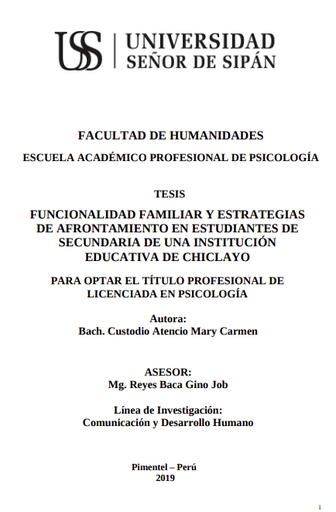 Funcionalidad familiar y estrategias de afrontamiento en estudiantes de secundaria de una institución educativa de Chiclayo