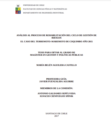 Análisis al proceso de rehabilitación del ciclo de gestión de riesgos: el caso del terremoto-maremoto de Coquimbo año 2015