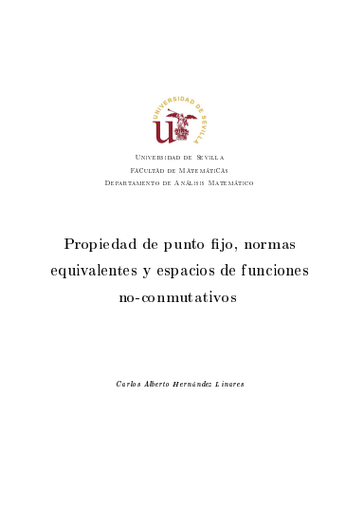 Propiedad de punto fijo, normas equivalentes y espacios de funciones no- conmutativos