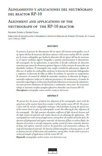 Alineamiento y aplicaciones del neutrógrafo del reactor Rp-10