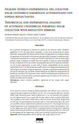 Análisis teórico-experimental del colector solar cilíndrico parabólico automatizado con espejos reflectantes