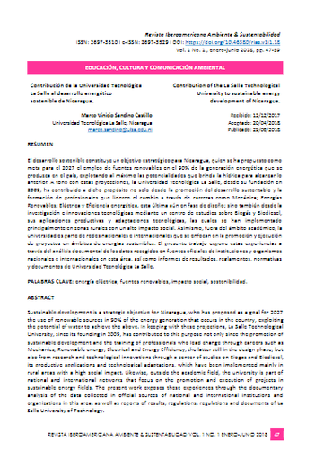 Contribución de la Universidad Tecnológica La Salle al desarrollo energético sostenible de Nicaragua