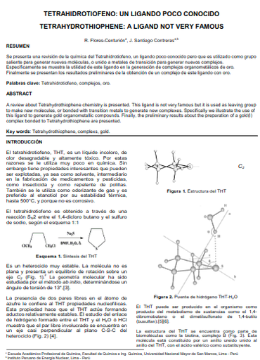 TETRAHIDROTIOFENO: UN LIGANDO POCO CONOCIDO