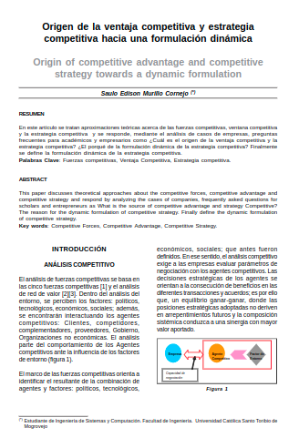 Origen de la ventaja competitiva y estrategia competitiva hacia una formulación dinámica