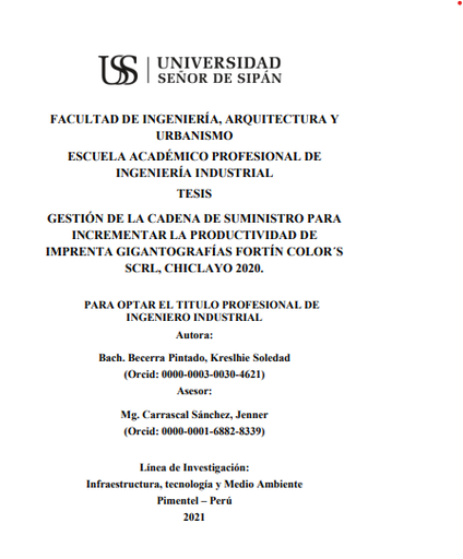 Gestión de la cadena de suministro para incrementar la productividad de imprenta gigantografías Fortín Color's SCRL