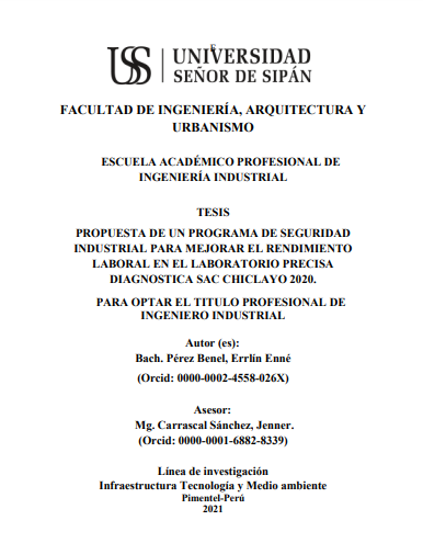 Propuesta de un programa de seguridad industrial para mejorar el rendimiento laboral en el laboratorio