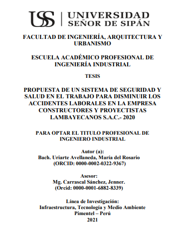 Propuesta de un sistema de seguridad y salud en el trabajo para disminuir los accidentes laborales en la empresa constructore