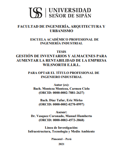 Gestión de inventarios y almacenes para aumentar la rentabilidad de la empresa Wilsnorth E.I.R.L.