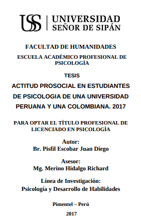 Actitud prosocial en Estudiantes de Psicologia de una universidad peruana y una colombiana. 2017