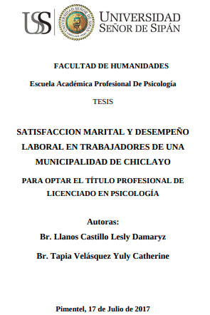 Satisfaccion marital y desempeño laboral en trabajadores de una Municipalidad De Chiclayo