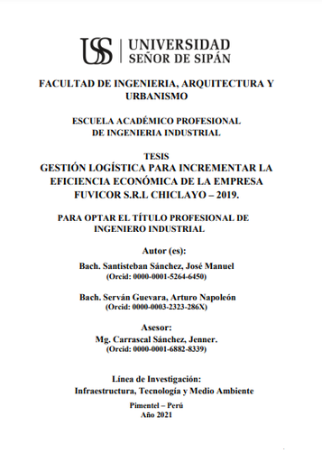 Gestión logística para incrementar la eficiencia económica de la empresa Fuvicor S.R.L Chiclayo - 2019