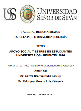 Apoyo social y estrés en estudiantes Universitarios - Pimentel 2016.