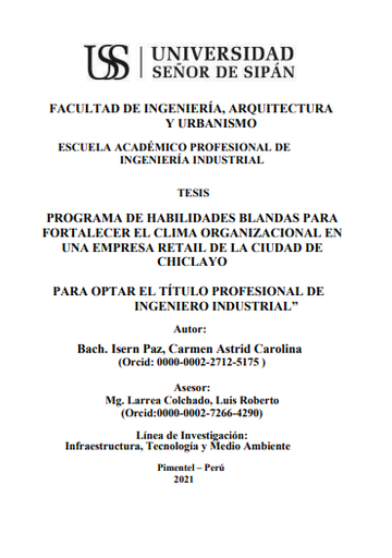 Programa de habilidades blandas para fortalecer el clima organizacional en una empresa Retail de la ciudad de Chiclayo