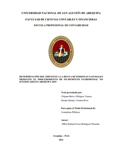 Determinación del impuesto a la renta de personas naturales mediante el procedimiento de incremento patrimonial no justificado