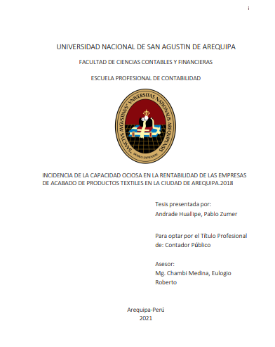 Incidencia de la capacidad ociosa en la rentabilidad de las empresas de acabado de productos textiles en la ciudad de Arequipa
