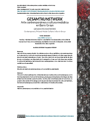 Gesamtkunstwerk. Arte contemporáneo y cultura mediática en Boris Groys