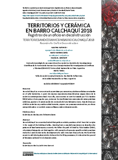 Territorios y cerámica en Barro Calchaquí 2018