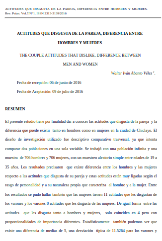 ACTITUDES QUE DISGUSTA DE LA PAREJA, DIFERENCIA ENTRE HOMBRES Y MUJERES