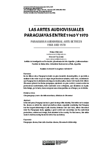 Las artes audiovisuales paraguayas entre 1960 y 1970