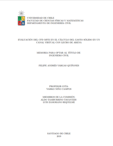 Evaluación del CFD MFIX en el cálculo del gasto sólido en un canal virtual con lecho de arena