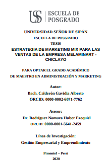 Estrategia de marketing mix para las ventas de la empresa Melaminart - Chiclayo