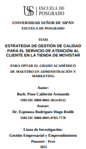 Estrategia de gestión de calidad para el servicio de atención al cliente en la tienda de Movistar