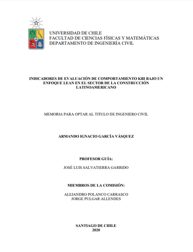 Indicadores de evaluación de comportamiento KBI bajo un enfoque Lean en el sector de la construcción latinoamericano