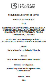 Estrategia empresarial basada en la metodología PHVA para mejorar los indicadores de gestión del Grupo Transpesa, Trujillo