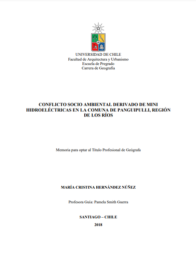 Conflicto socio ambiental derivado de mini hidroeléctricas en la comuna de Panguipulli, Región de Los Ríos