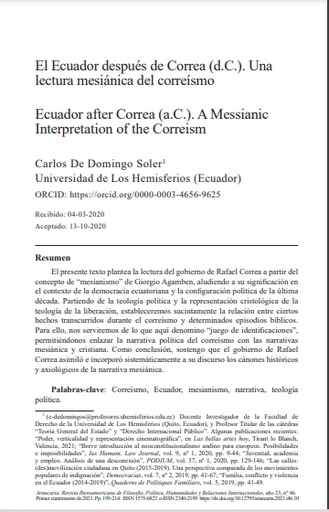 El Ecuador después de Correa (d.C.). Una lectura mesiánica del correísmo