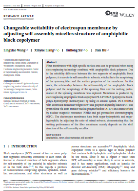 Changeable wettability of electrospun membrane by adjusting self-assembly micelles structure of amphiphilic block copolymer