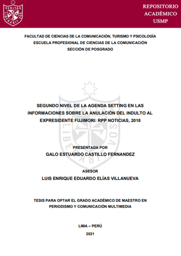 Segundo nivel de la agenda setting en las informaciones sobre la anulación del indulto al expresidente Fujimori