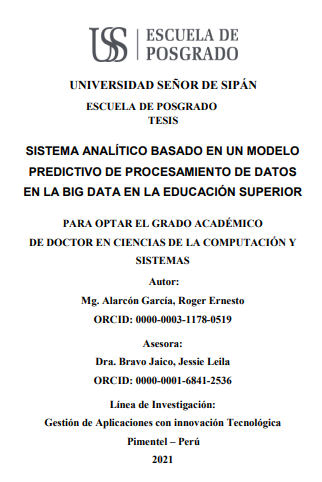 Sistema analítico basado en un modelo predictivo de procesamiento de datos en la big data en la educación superior