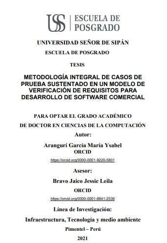 Metodología integral de casos de prueba sustentado en un modelo de verificación de requisitos para desarrollo de software comercial