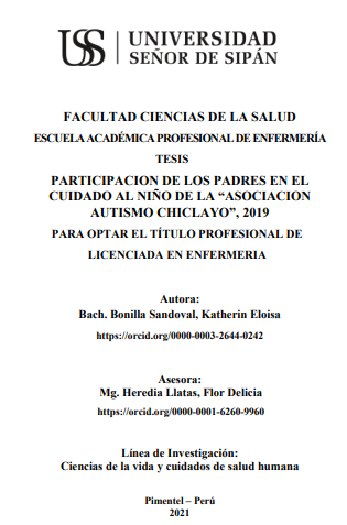 Participación de los padres en el cuidado al niño de la &quot;Asociación Autismo Chiclayo&quot;, 2019