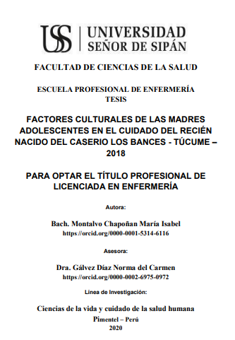 Factores culturales de las madres adolescentes en el cuidado del recién nacido del caserío Los Bances - Túcume - 2018